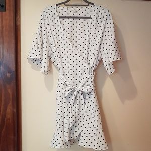 White Polka Dot Wrap Dress